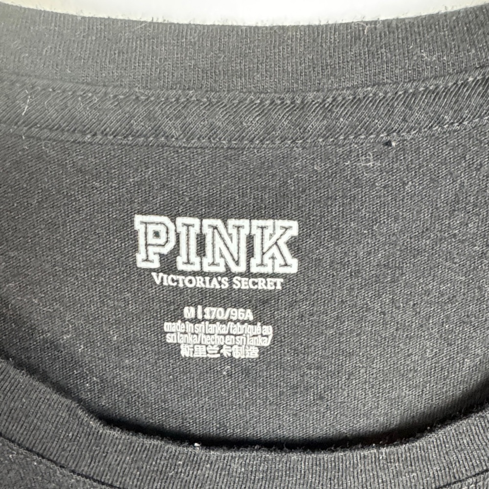 PINK Victoria's Secret Basic Black Short Sleeve Tee Medium - Picture 3 of 5